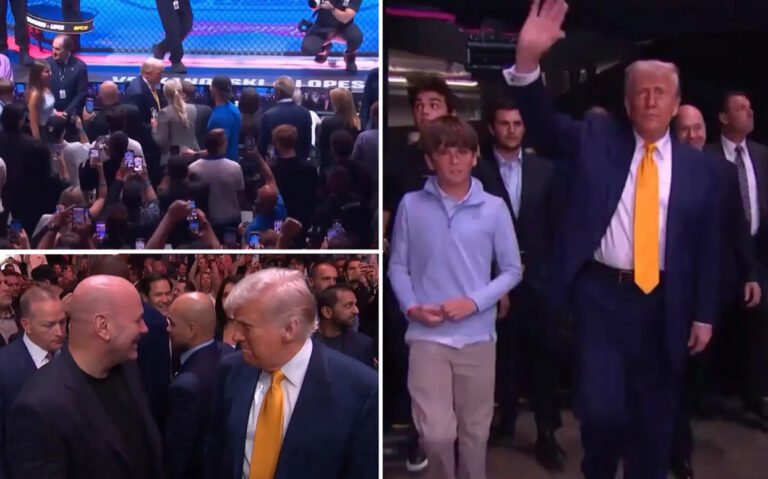 Trump asiste al UFC 314 en Miami junto a figuras destacadas y recibe ovación del público
