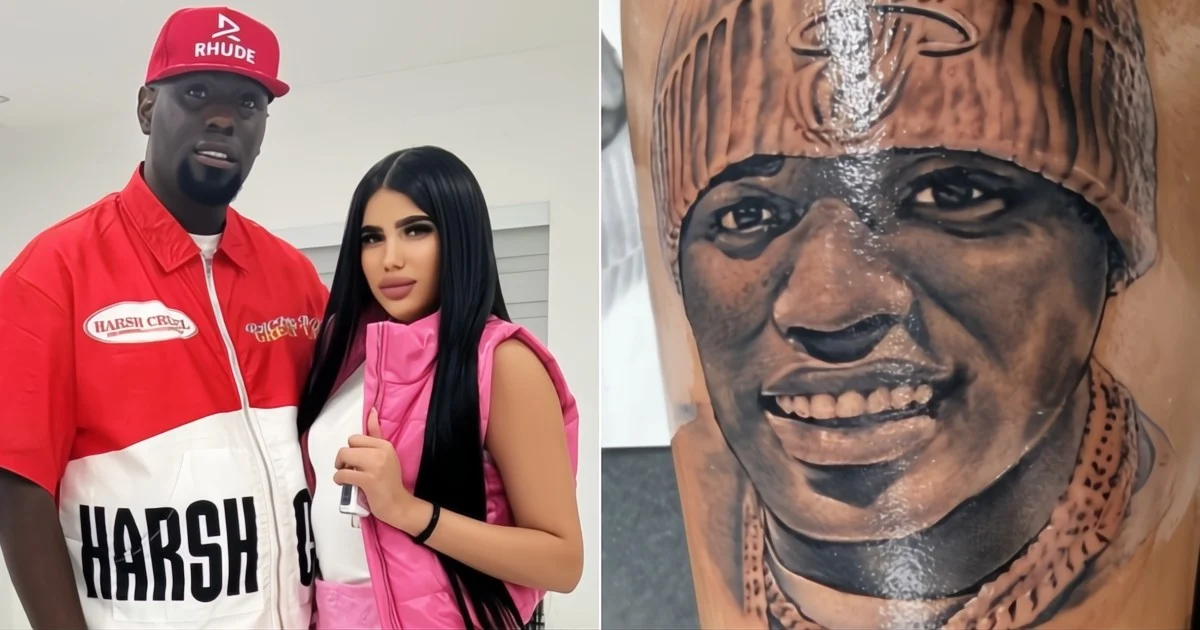 Antes y después del Hany Diaz Tatuaje: rostro de Chocolate MC cubierto por una rosa roja.