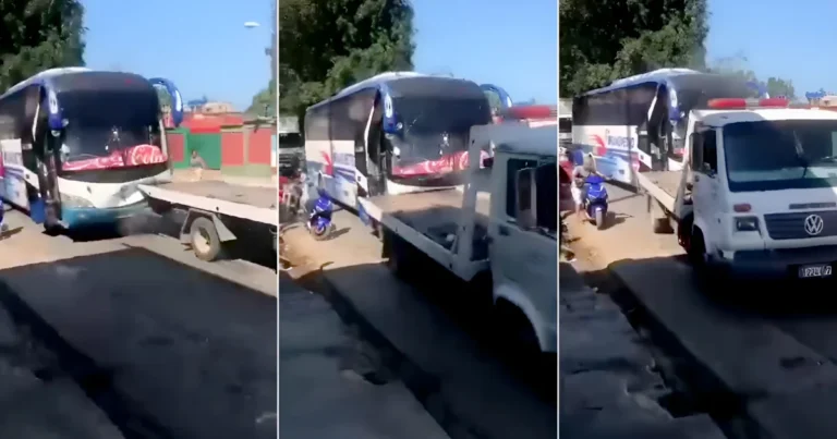 Conductor de grúa Transtur en Cuba captado en video embistiendo un ómnibus en Cárdenas tras altercado.