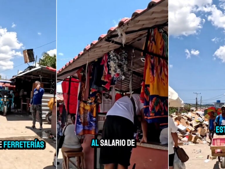 Puestos de venta en el mercado informal de La Cuevita en La Habana, Cuba, visitado por una joven tiktoker.