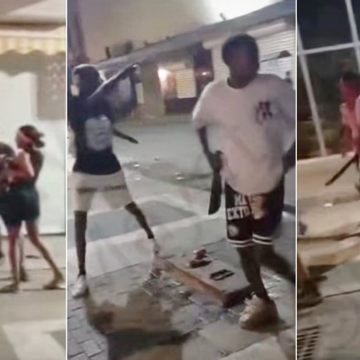 Impactante imagen de jóvenes con machetes durante un enfrentamiento en el Boulevard de San Rafael, La Habana.