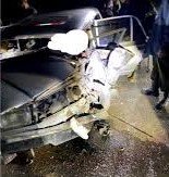 Vehículo Moskvich destrozado tras accidente en la peligrosa curva de la Novia del Mediodía, Artemisa.