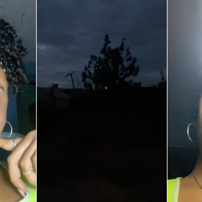 Joven cubana graba un video en TikTok mostrando su triste día a día en Cuba, sin agua ni luz, con un foquito encendido.