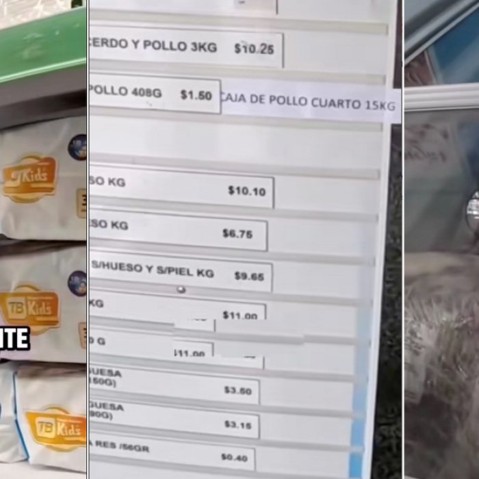 Video de TikTok de Kary Sánchez mostrando una pieza de carne de res con un precio de más de $70 en una tienda dolarizada en Guantánamo, Cuba.
