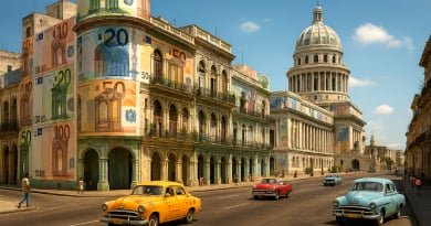 Gráfica mostrando el aumento histórico del precio del euro en Cuba, con billetes de euro en primer plano.