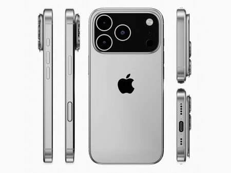 Maqueta conceptual del nuevo diseño del iPhone 17 Pro, mostrando un cuerpo unibody de aluminio y las cámaras integradas.