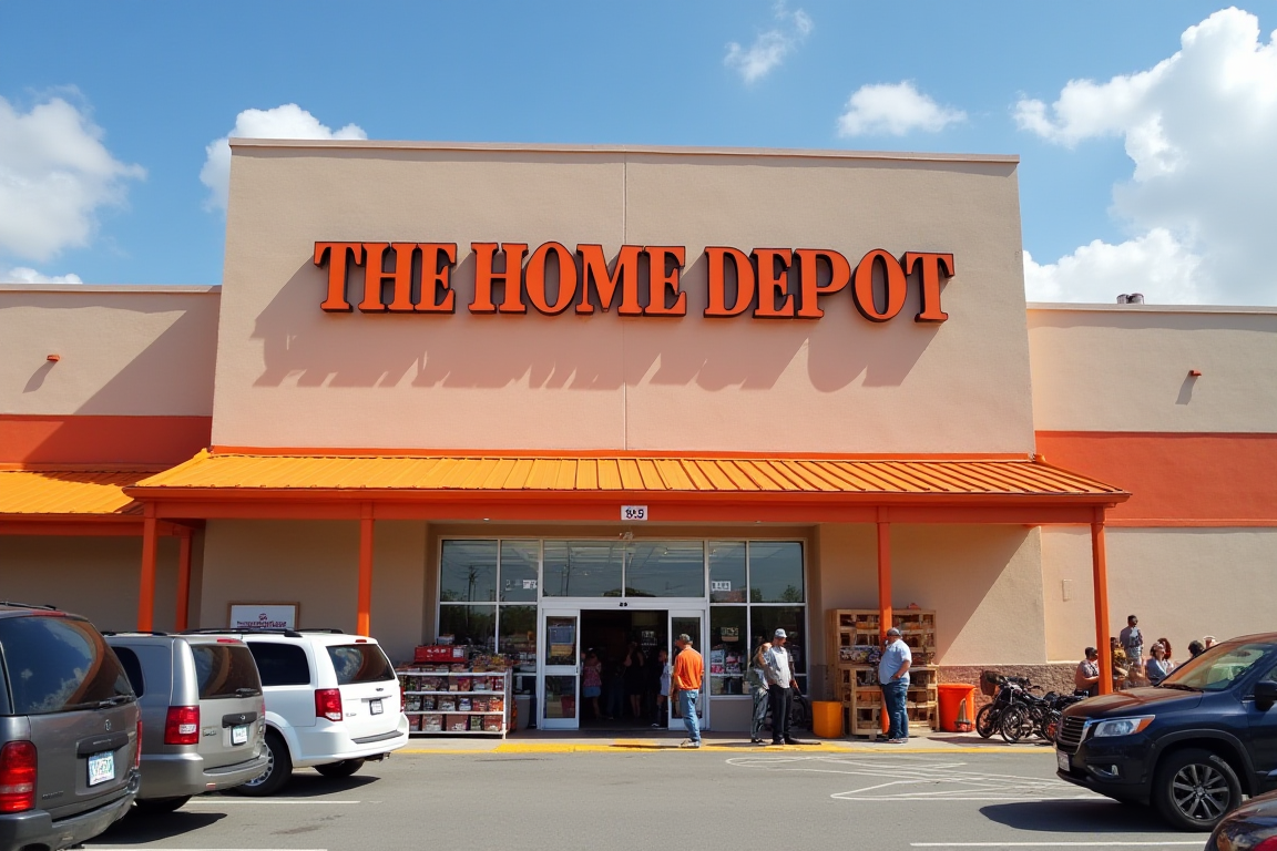 Exterior de una tienda de Home Depot con su logo visible, en el contexto del llamado a boicot por sus políticas de diversidad e inclusión (DEI).