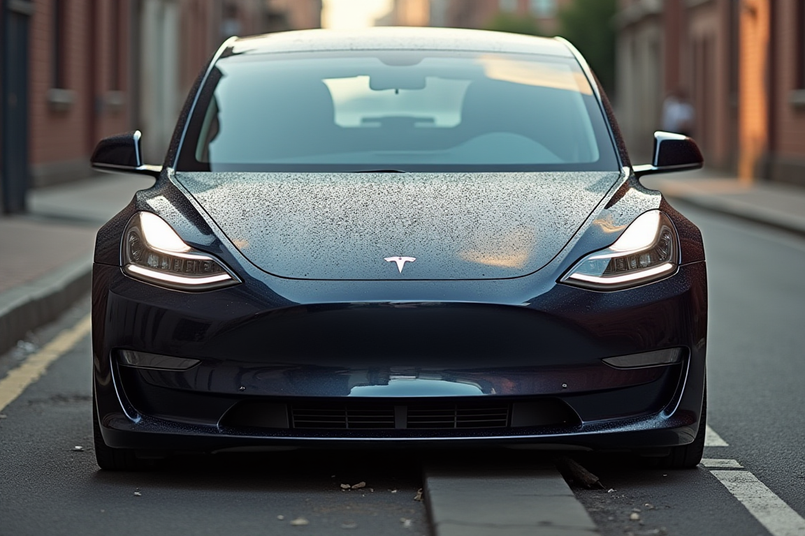 Imagen 2: Un vehículo Tesla aparcado, simbolizando los desafíos de la compañía en medio de la caída de ventas y la controversia política.