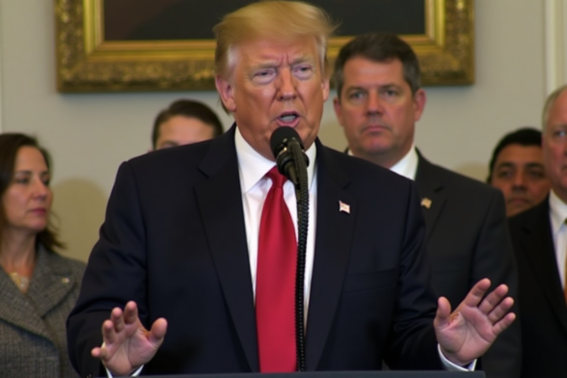 El presidente Donald Trump hablando durante un evento en la Casa Blanca.