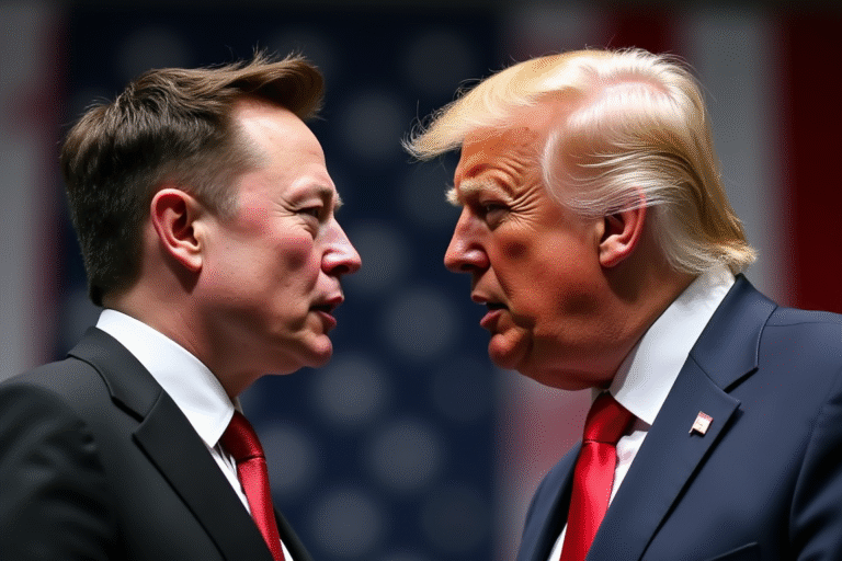Montaje fotográfico de Elon Musk y Donald Trump, simbolizando su ruptura política.