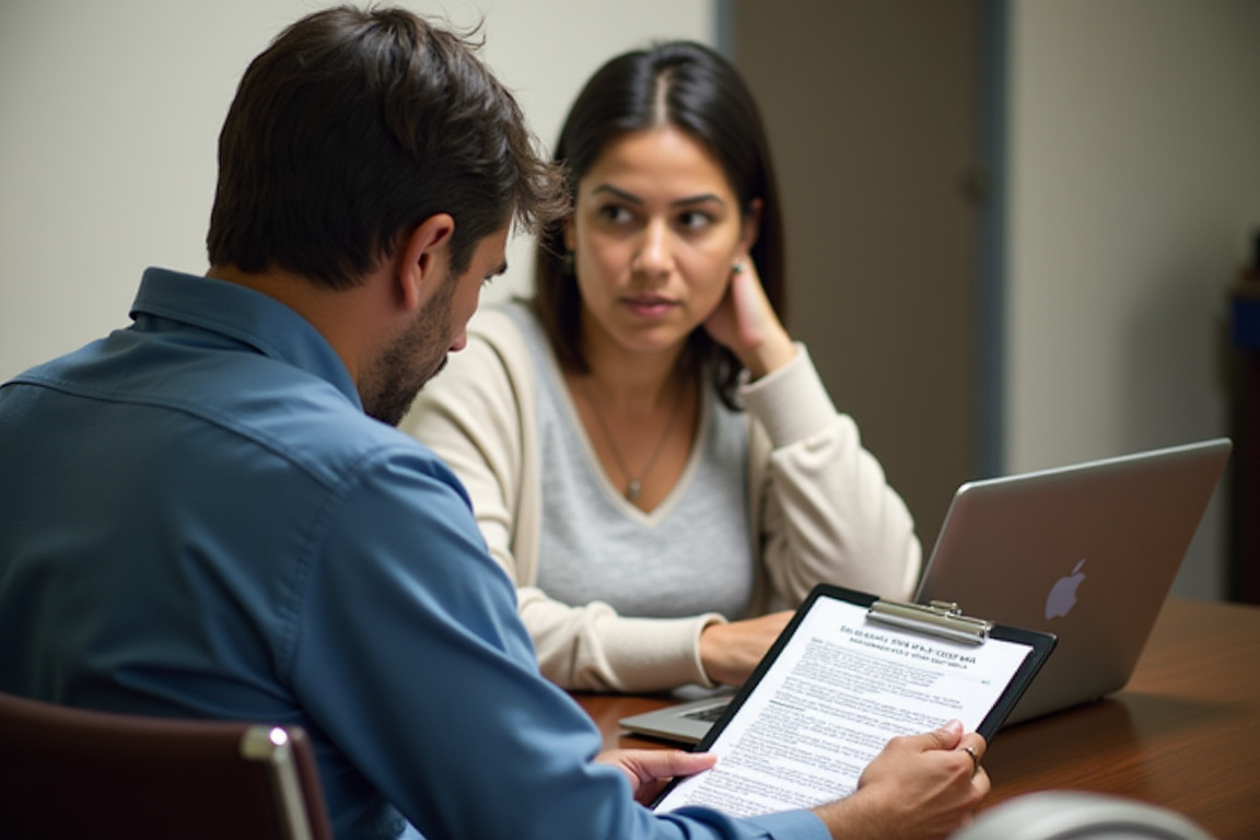 Una persona migrante mira con preocupación un documento oficial de ICE que prohíbe la fianza.