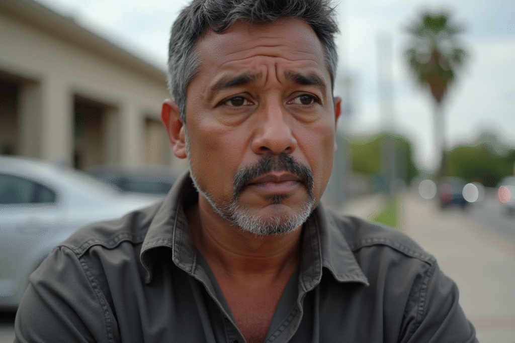 Migrante mexicano relatando su experiencia tras ser engañado en la frontera de Estados Unidos.