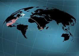 Un mapa mostrando la ruta de un vuelo desde Estados Unidos a Sudán del Sur, simbolizando la deportación de los migrantes con antecedentes criminales.