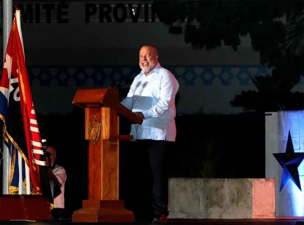 Primer ministro Manuel Marrero durante su discurso en el acto del 26 de julio en Ciego de Ávila.