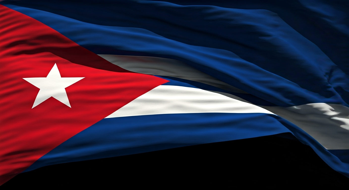 Representación simbólica de la lucha y la esperanza en Cuba con estilo visual periodístico.