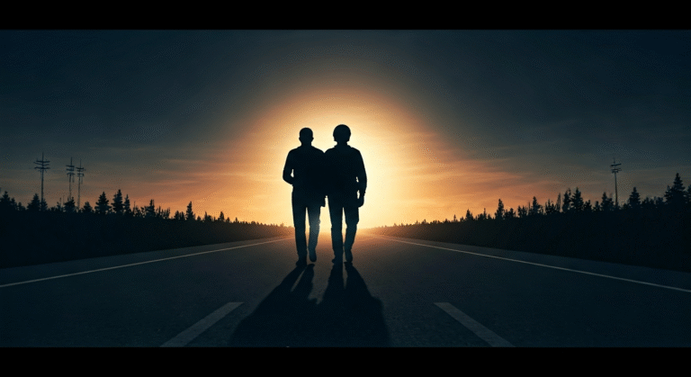 Representación simbólica de la inmigración y la seguridad fronteriza con estilo visual periodístico.