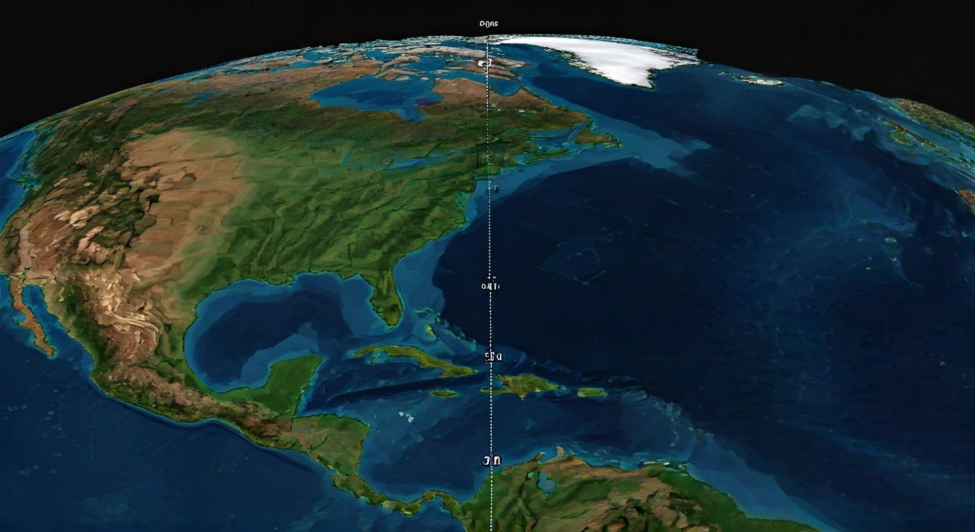 Trayectoria prevista de la tormenta tropical Erin con indicadores de intensidad y dirección.