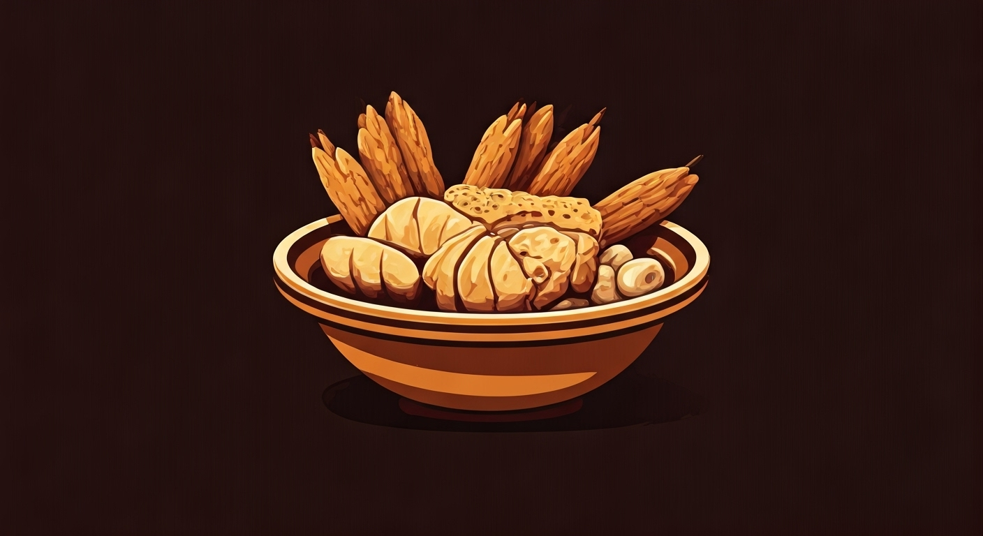 Representación simbólica de la influencia cultural de la comida cubana con estilo visual periodístico.