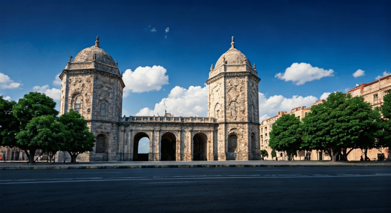 Representación simbólica de la crisis turística cubana con estilo visual periodístico.
