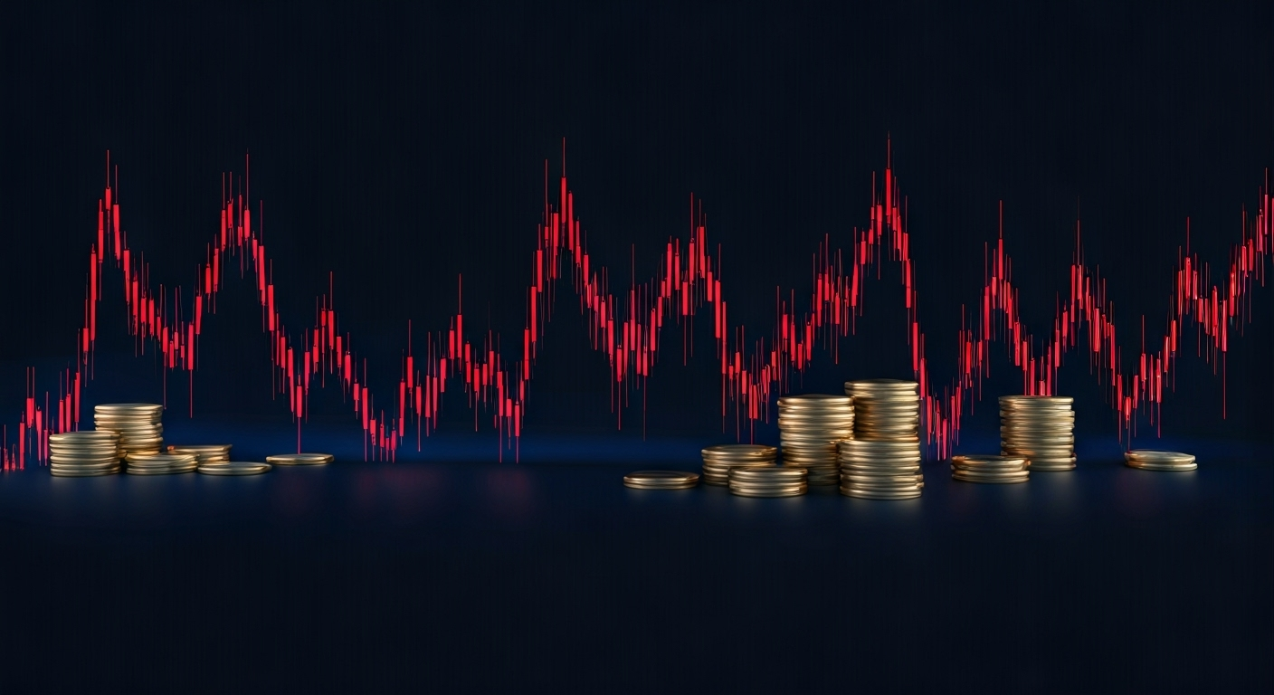 Representación simbólica de la fluctuación de divisas en Cuba con estilo visual periodístico.