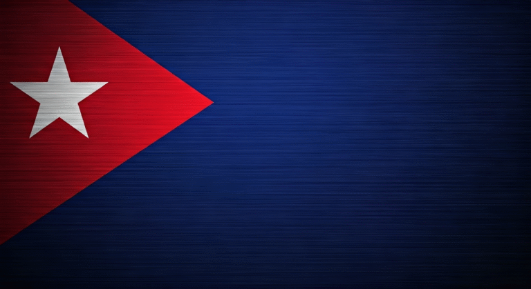 Representación simbólica de la desconexión entre la narrativa oficial y la realidad ciudadana en Cuba con estilo visual periodístico.