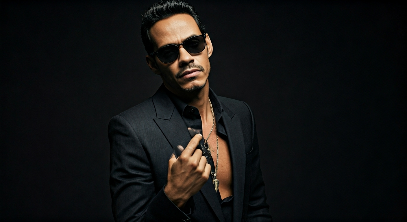 Representación simbólica del éxito de Marc Anthony en Miami con estilo visual periodístico.