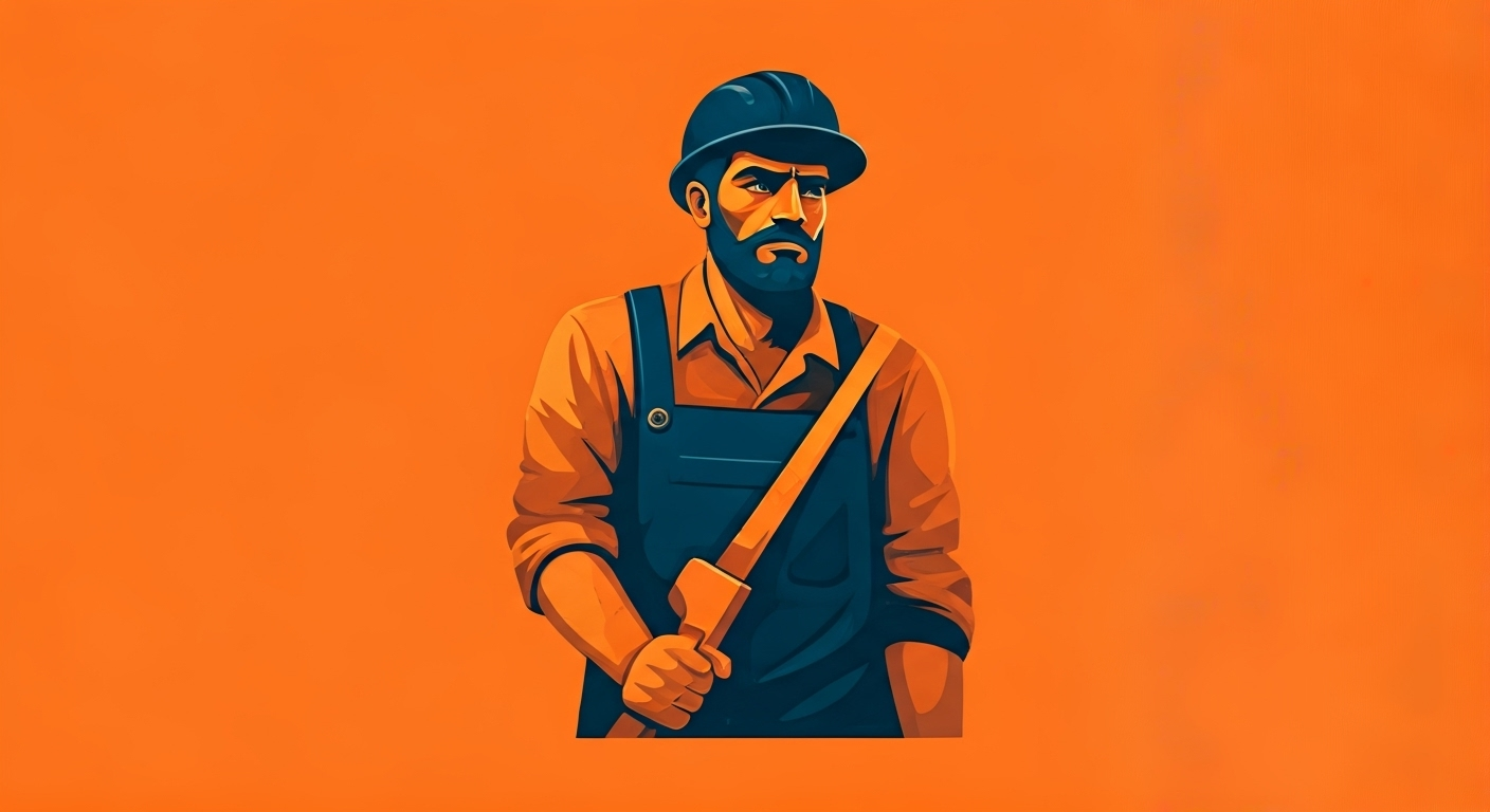 Representación simbólica de la superación y el trabajo duro de un emigrante, estilo gráfico moderno.