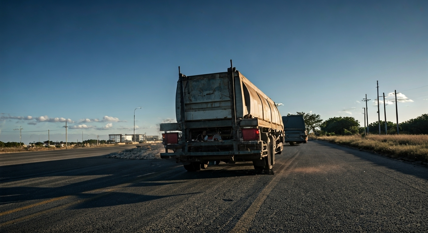 Representación simbólica de accidentes de tránsito en Cuba con estilo visual periodístico. ```