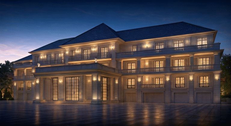 Representación simbólica de la adquisición inmobiliaria de lujo con estilo visual periodístico.