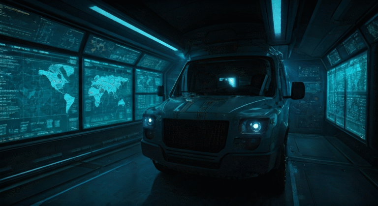 Fotografía conceptual y realista de Vladimir Padrino López y el Estado Mayor Superior de la FANB en un búnker de alta tecnología, rodeados de pantallas táctiles y mapas estratégicos. Estilo cinematográfico, alta definición.