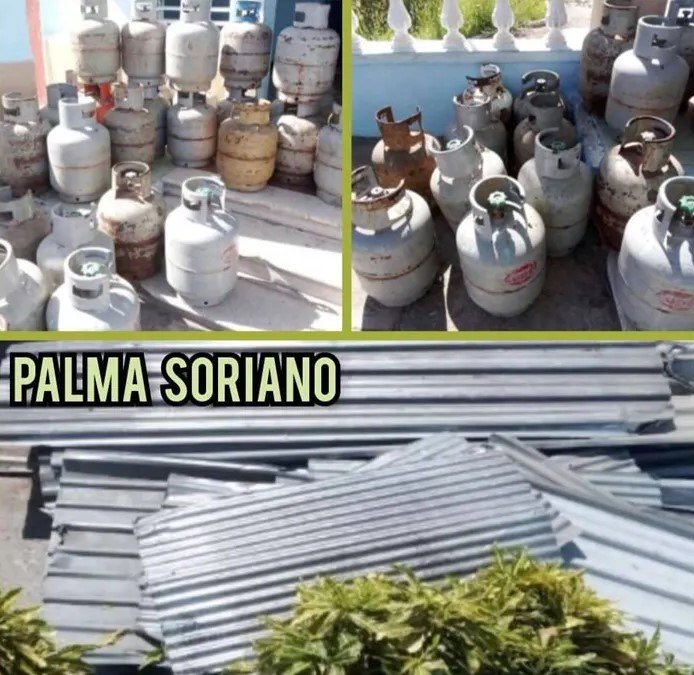 Operativo policial en Palma Soriano: incautan decenas de balitas de gas y tejas de zinc en el mercado ilegal
